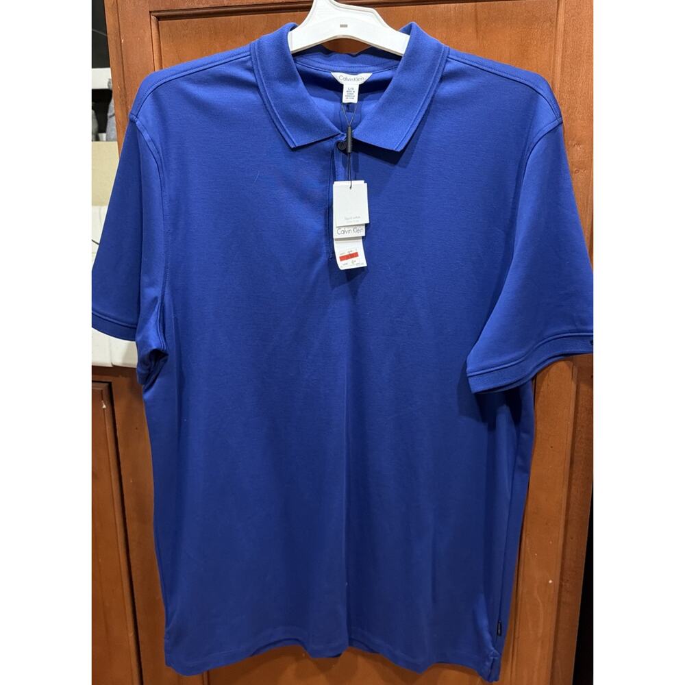 Calvin Klein CK Liquid Cotton Polo Shirt Golf Blue Men's L